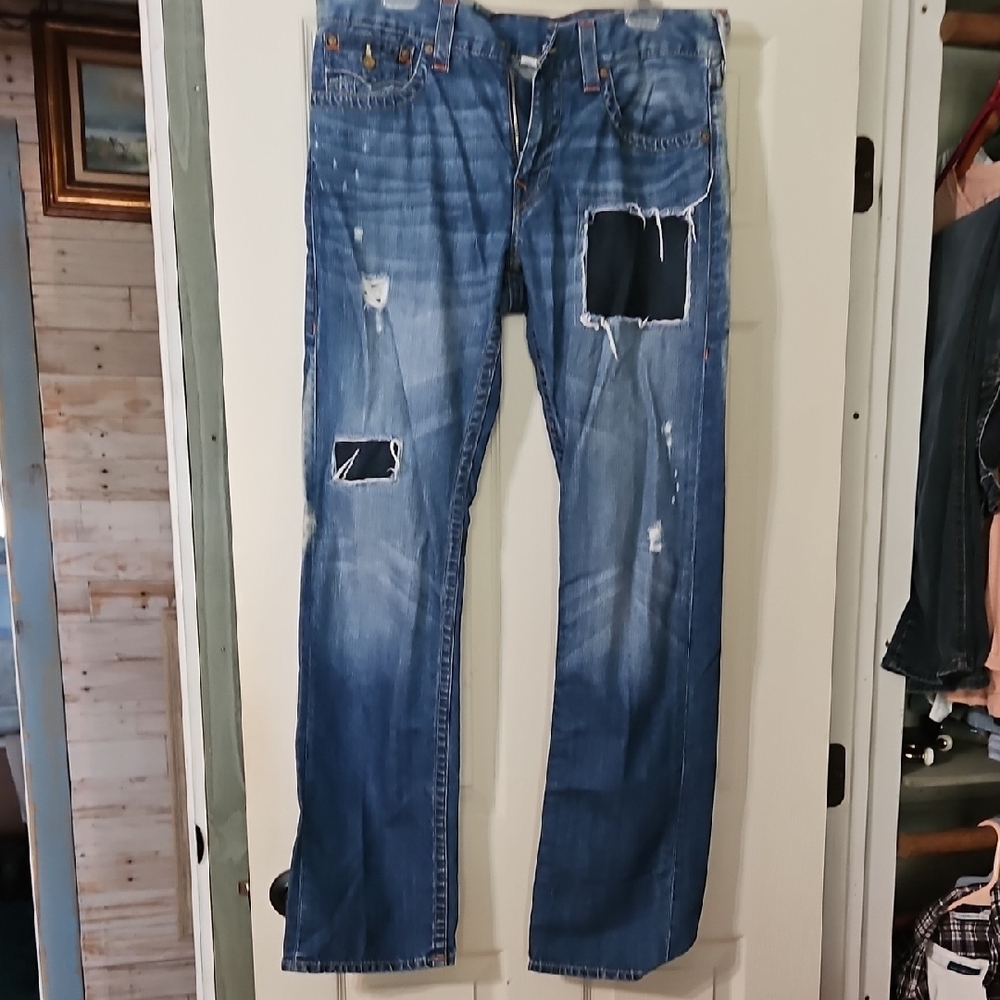 Men's Blue Distressed Jeans